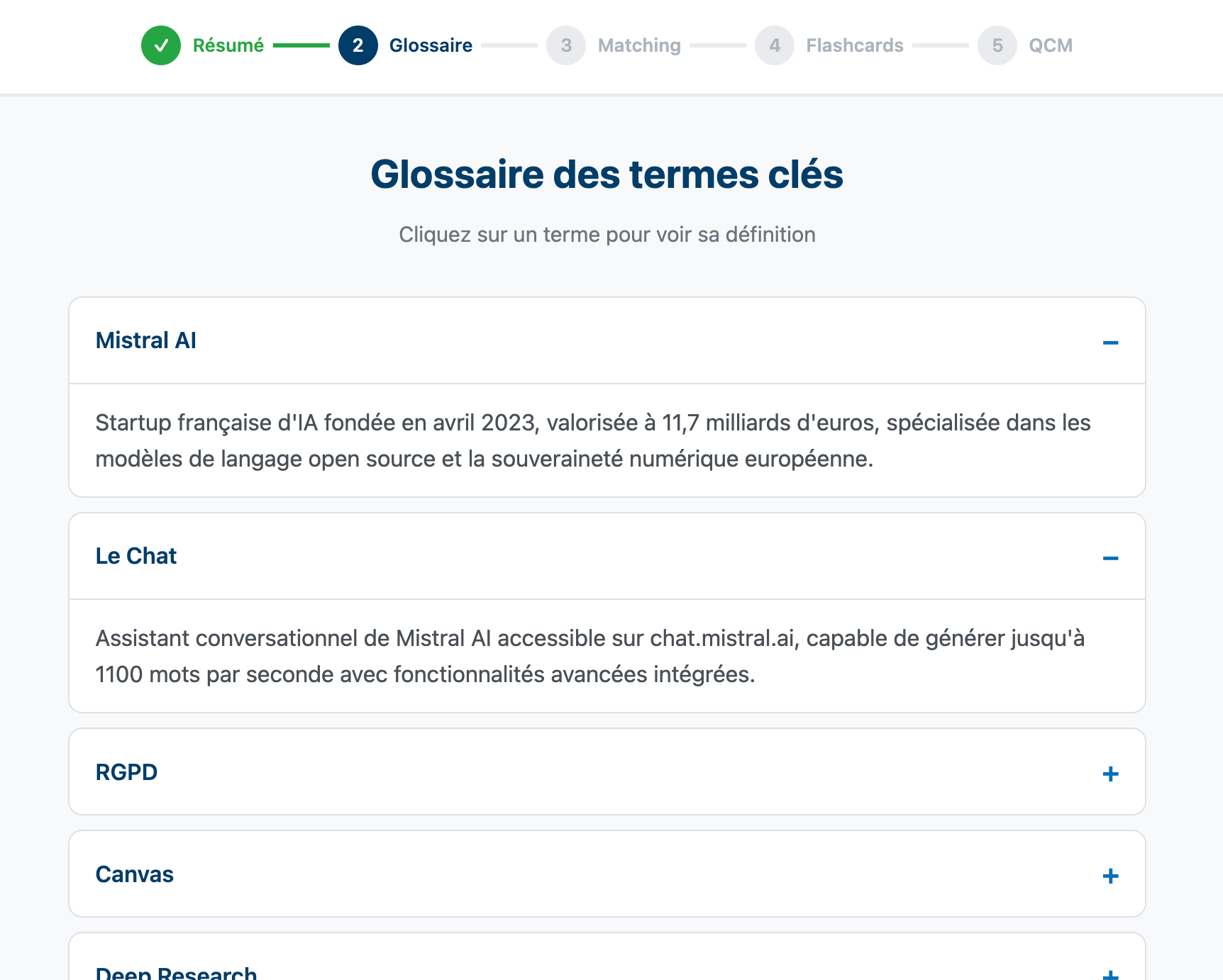 Glossaire interactif